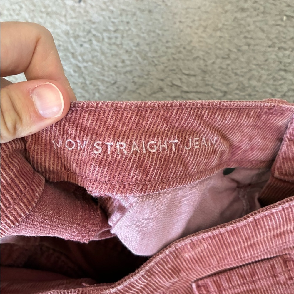American Eagle Mom Straight Jeans Mauve Coral Corduroy Jeans Size 0 Regular - Picture 5 of 13
